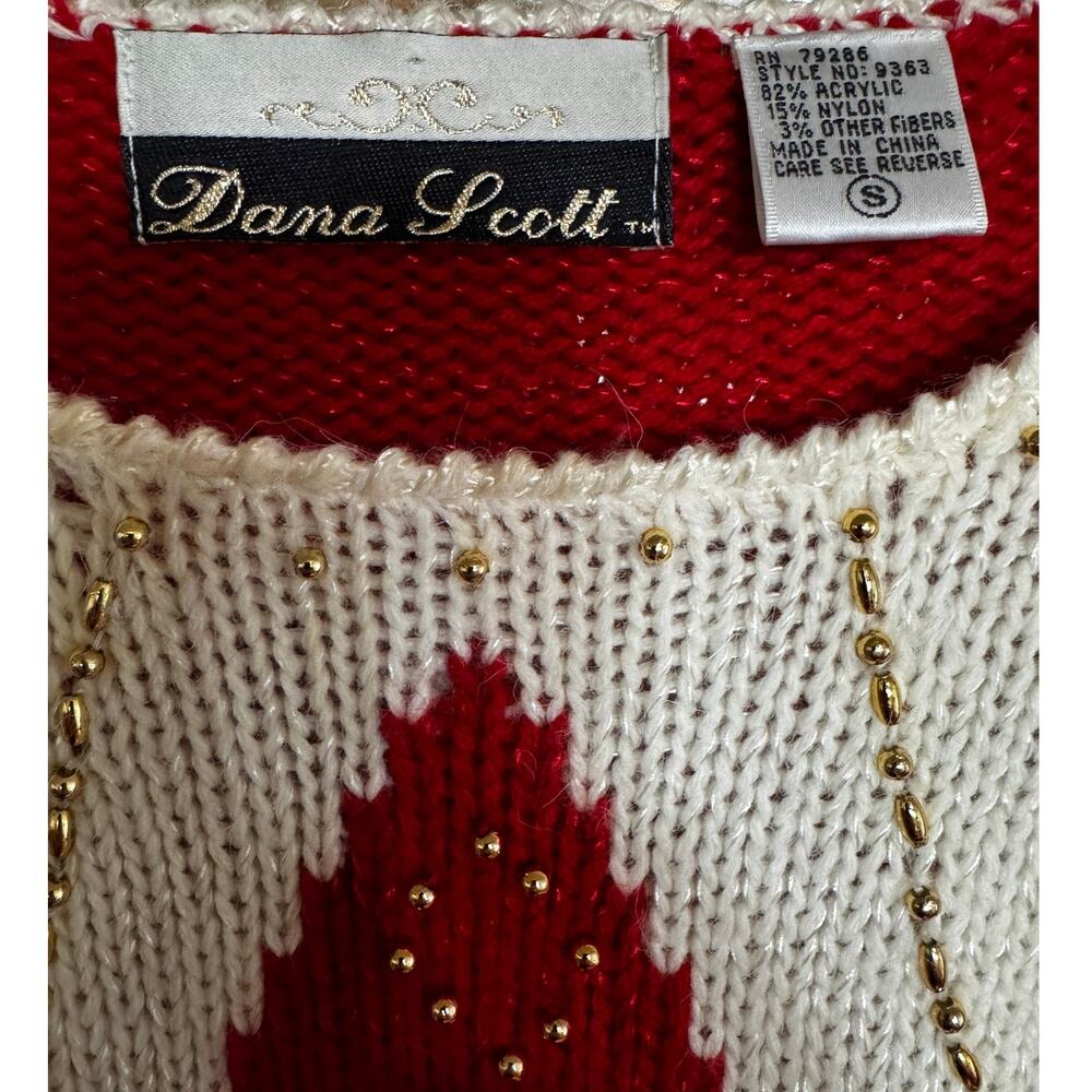 Vintage Dana Scott Sweater Embellished with Festive gold beading- size S - Picture 3 of 3